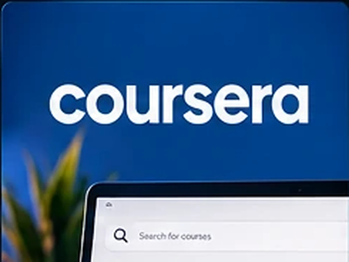 Coursera online courses shown on a laptop