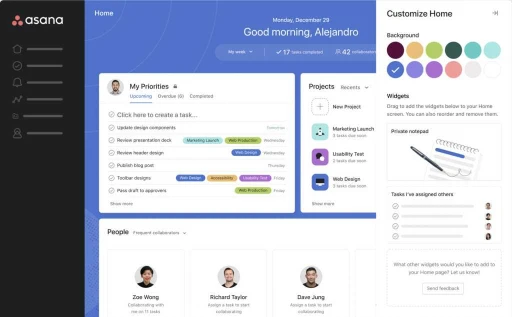 Screenshot of Asana´s interface