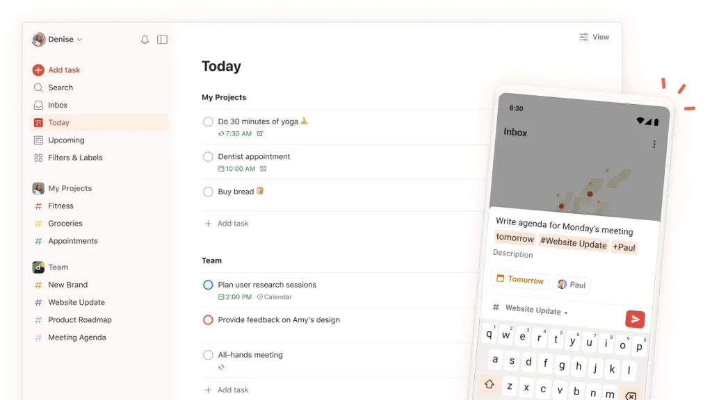 Screenshot of Todoist´s interface