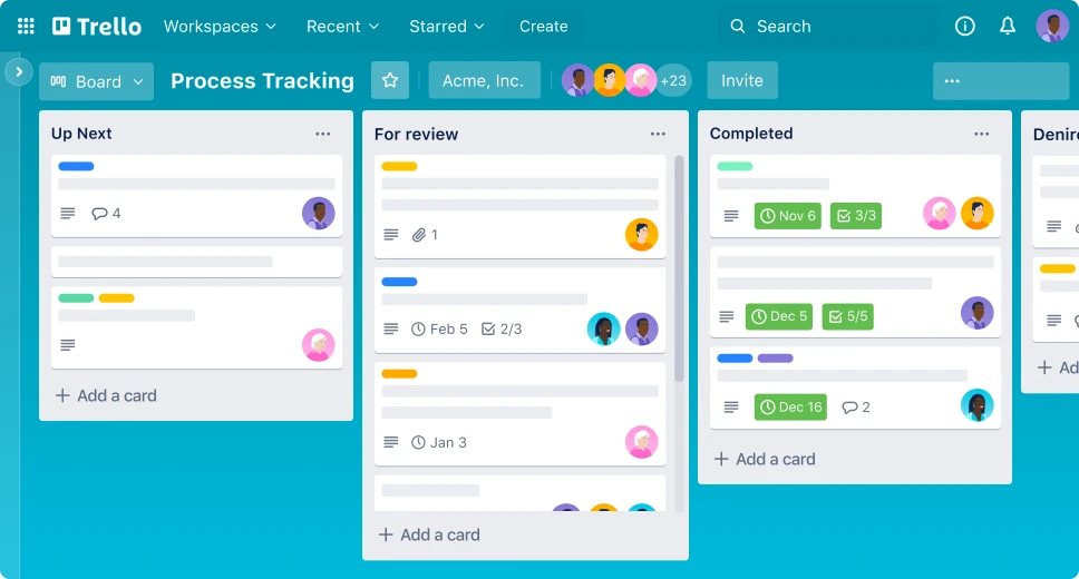 trello board screenshot