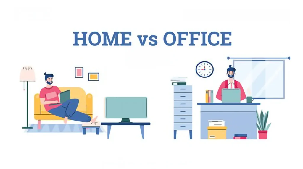 working home vs office illustration