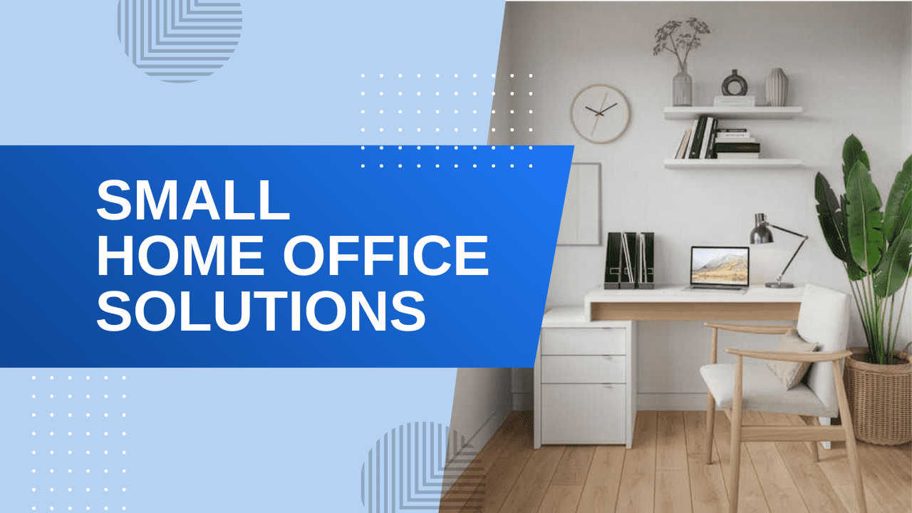 Modern small home office with white desk and plant