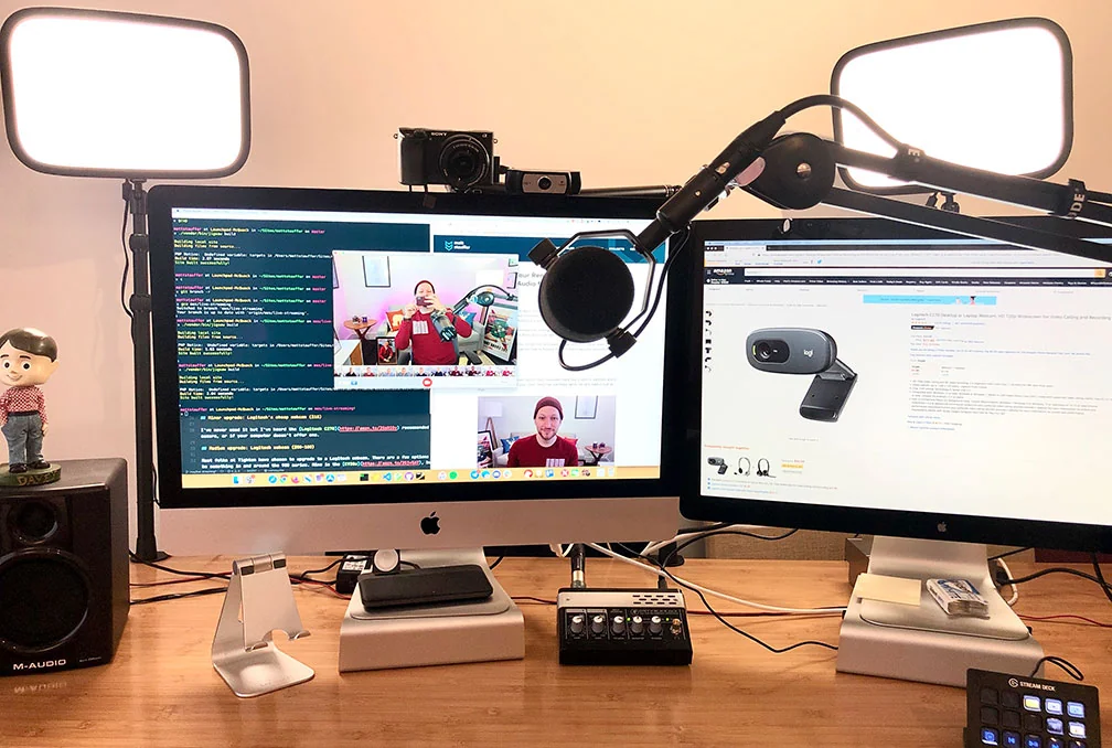 Webcam and audio setup for remote work