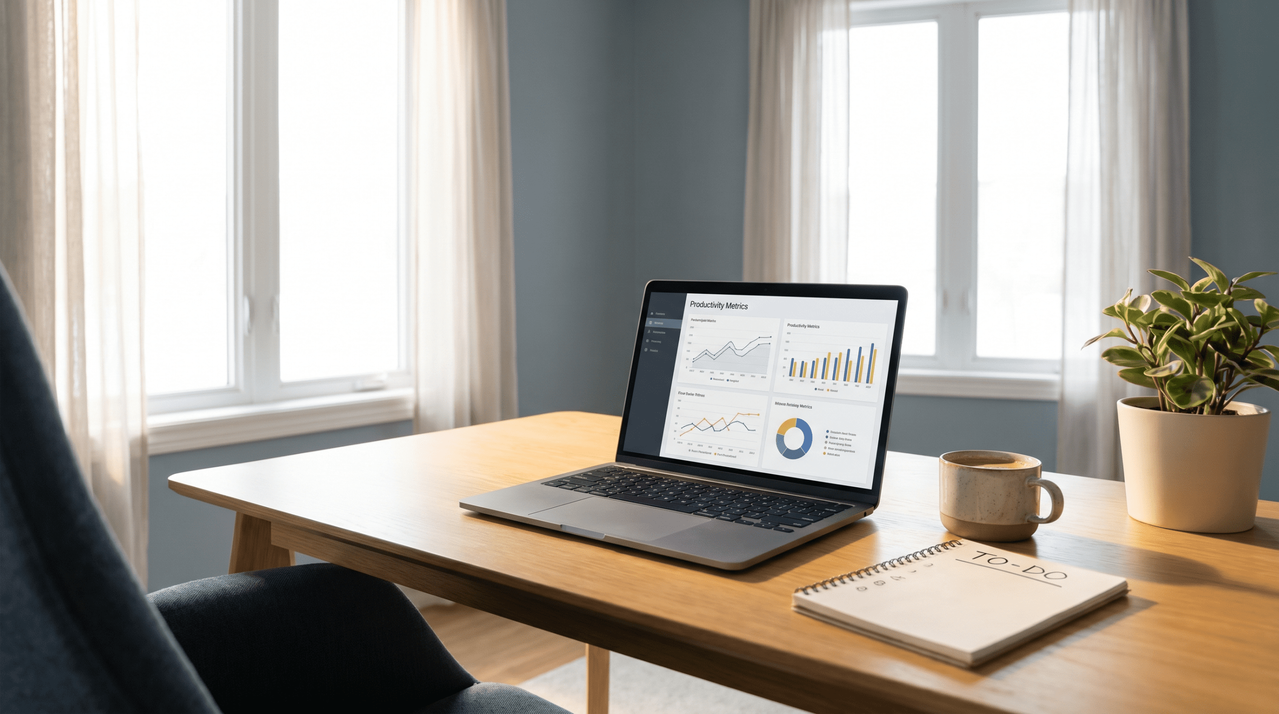remote work productivity hacks - professional home office setup with organized workspace