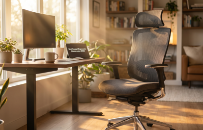 Ergonomic office chair under $300 in a modern home office setup, comfortable budget ergonomic chair