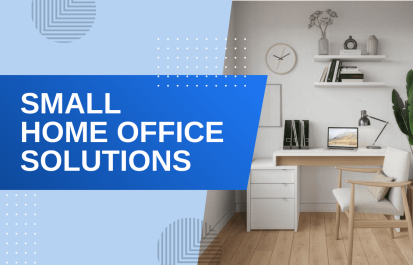 Modern small home office with white desk and plant